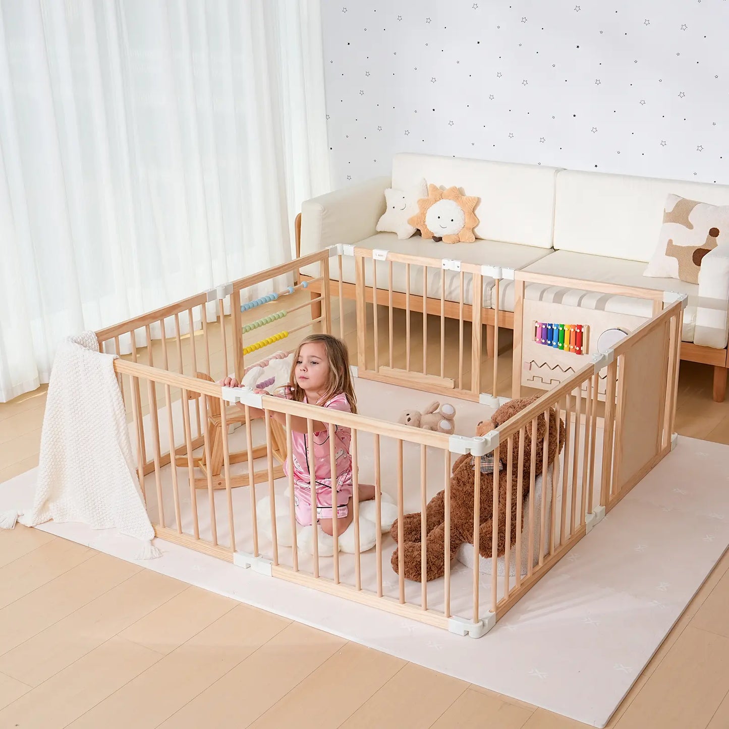 Pine Wood Baby Playpen